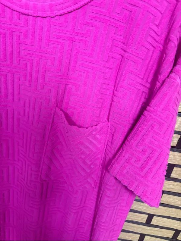 Entro Fuschia terry cloth midi dress/swim cover up size medium - Image 4