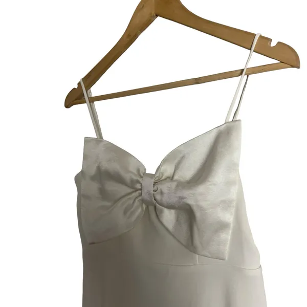 RIXO Bridal Libby Ivory Satin Bow Sleeveless Mini Dress Size XS - Image 8