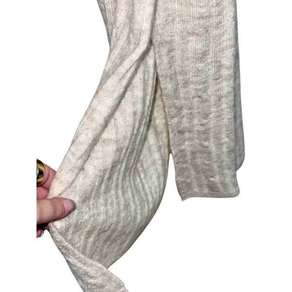 Abercrombie & Fitch Cream Ribbed Knit Long Sleeve Sweater Midi Dress Womens Sz S - Image 7