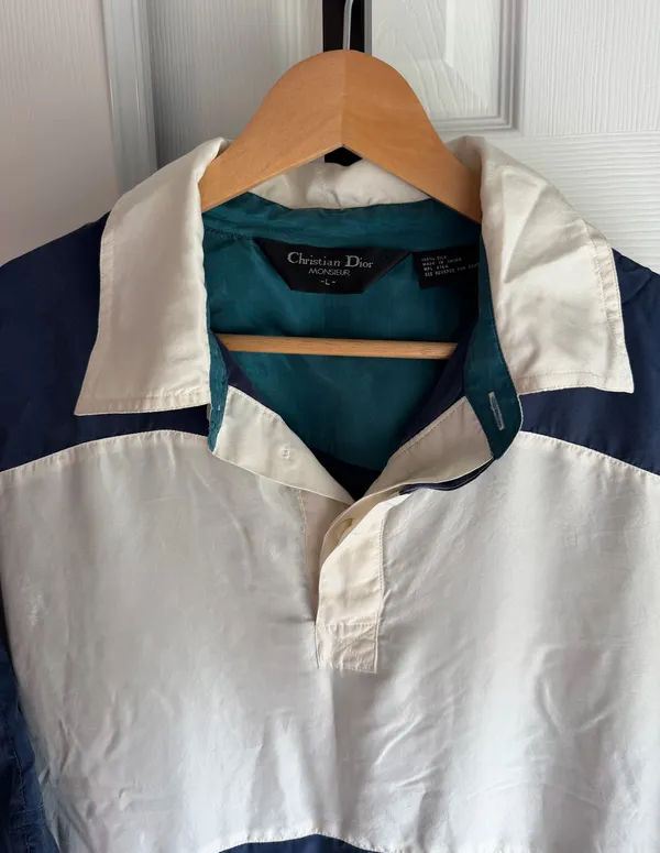Christian Dior Monsieur Vintage 90s Polo Shirt Men's 100% Silk Size: L - Image 3