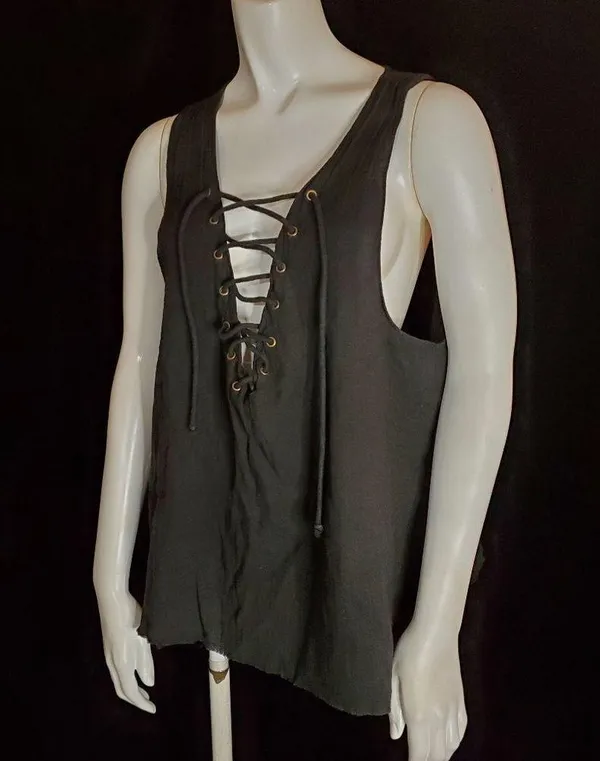 Revolve ROI Black Lace-Up Tank Top (M) - Image 2