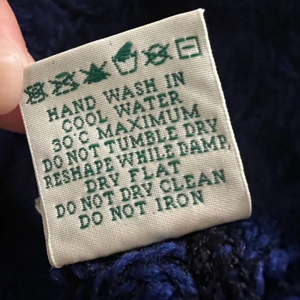 Aran Crafts Ireland 100% Merino Wool Blue Cable Knit Cardigan Jacket M - Image 6