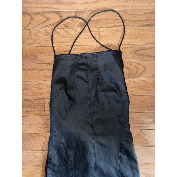 Edikted Dani Open Back Faux Leather Mini Dress Black Lace Up Small Bodycon - Image 5