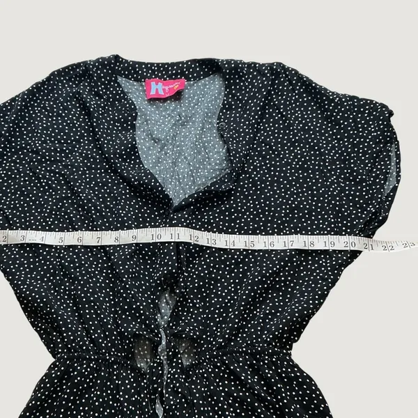 Hsquared Black Polka Dot Wide Leg Jumpsuit V-Neck Short Sleeve J3022 Womens M - Image 4