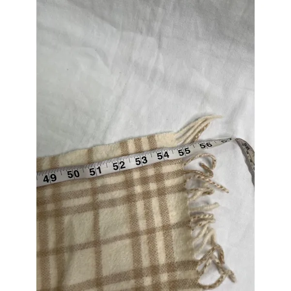 Burberry Novacheck Beige Cream Cashmere Knit Fringe Scarf - Image 5