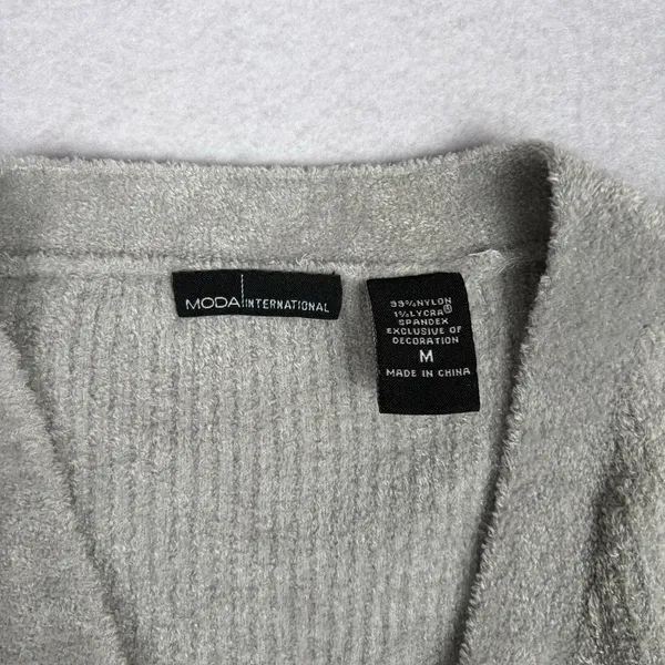 VTG Moda International Lace-Up Long Sleeve Women’s M Gray Ribbed Y2K Cozy Grunge - Image 6