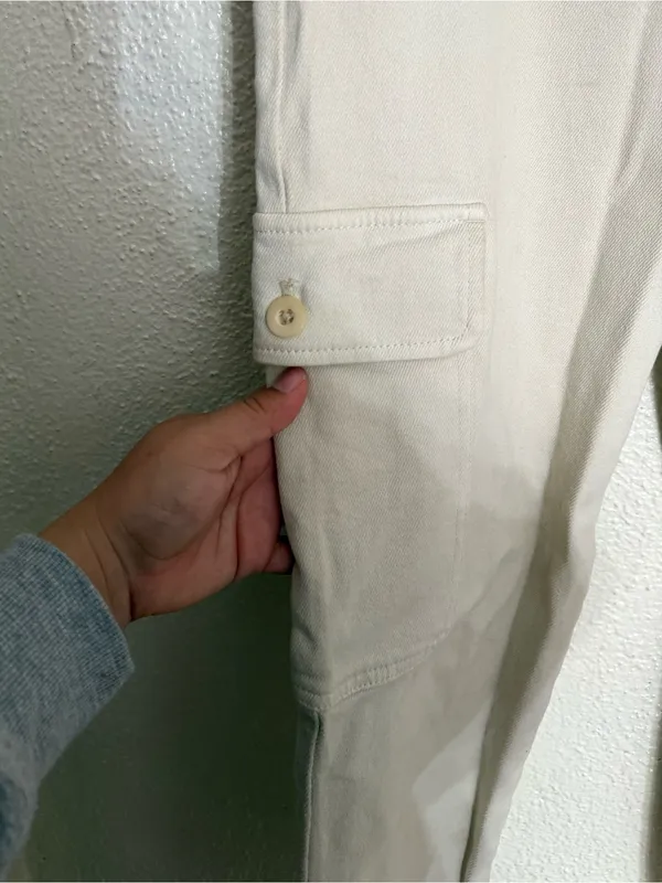 Aritzia Wilfred Free Modern Cargo Pant Cream Straight-Leg Cargo Pants size 4 - Image 8