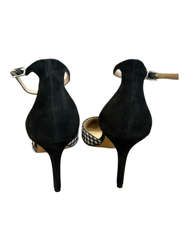 White House Black Market Gianna Gingham Ankle Strap Pumps 8.5 Black White - Image 5