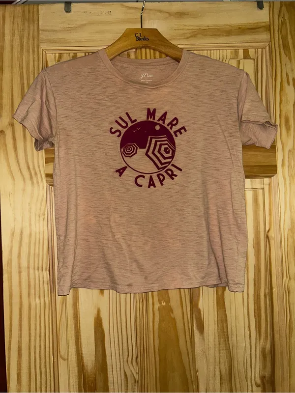 J. Crew Crewneck Tee with Maroon Beach Graphic - Image 2