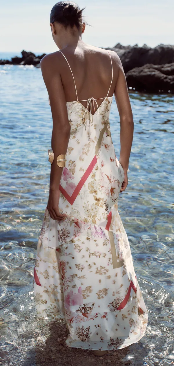 ZARA dress midi floral boho summer casual split satin wedding - Image 6
