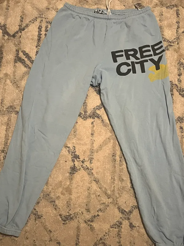Free City Light Blue And Yellow Limited Sweats - Image 3