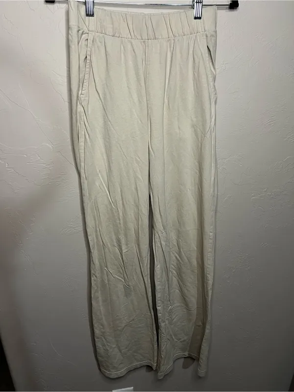 Talentless French Terry Bone Cream Wide Leg Lounge Sweatpants - Image 2