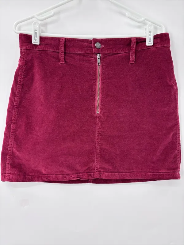 (E-574) Madewell Burgundy Corduroy Zip Mini Skirt - Image 4