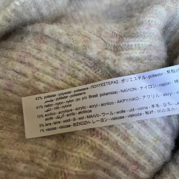 Zara Ivory Blush Pink Heather Ruffled Mock Turtleneck Rib Knit Pullover Sweater - Image 6