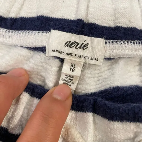 Aerie Navy White Striped Lounge Shorts XL Drawstring Soft Comfy - Image 3