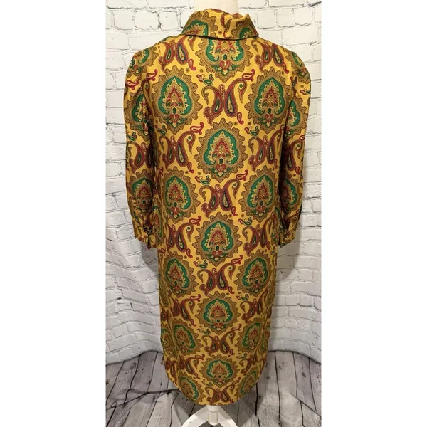 VTG 70s Paisley Floral Dress Vintage Hippie Groovy Vintage Rare M/L - Image 5