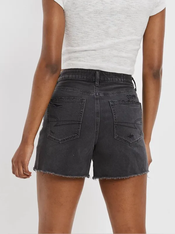 NWT American Eagle High Waist Baggy Black Wash Denim Shorts size 6 - Image 2