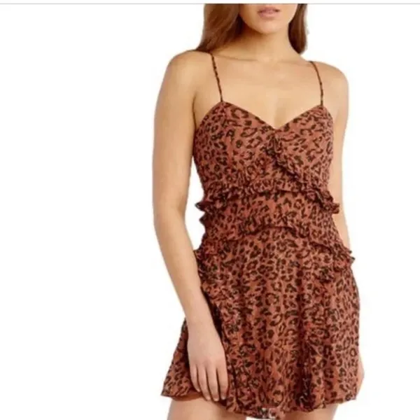 Bardot Leopard‎ Frill Cut Out Mini Dress Size 12/XL - Image 10