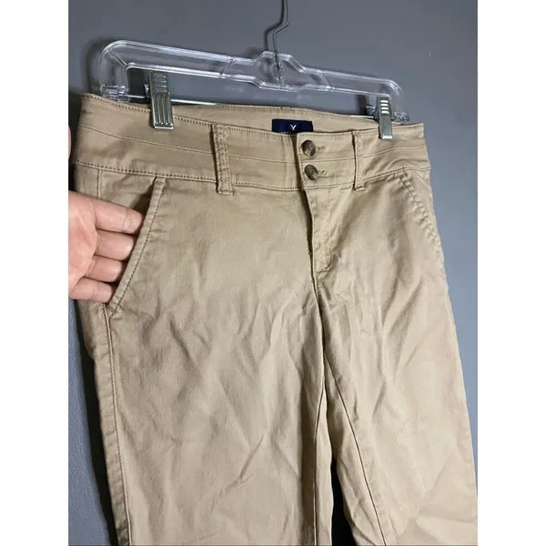 American Eagle Brown Kakhi Skinny Stretch Pants Size 4 NWOT - Image 3
