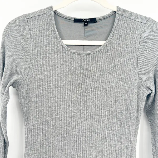 Quince Womens Soft Tencel Rib Knit Long Sleeve Midi‎ Lounge Dress Size XS Gray - Image 4