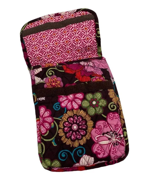 Vera Bradley Lunch Bag Foldover Floral Print Quilted Lunchbox Burgundy Pink - Image 2