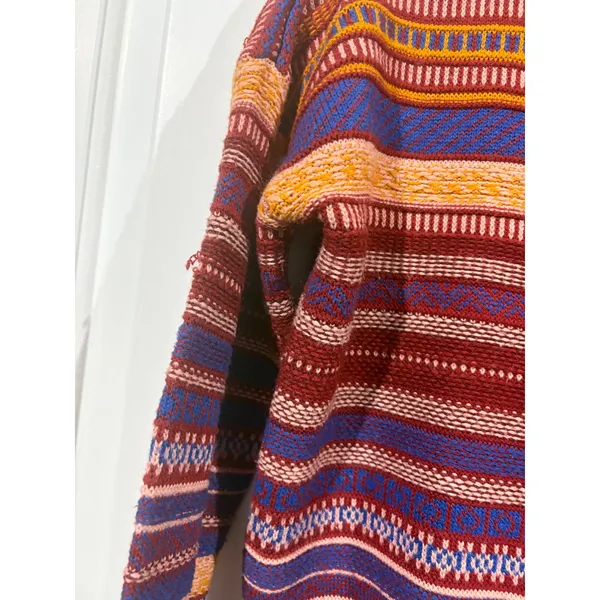 Garage Womens Fair Isle Striped‎ Sweater Rust Red Blue Multi Color Knit Size M - Image 3