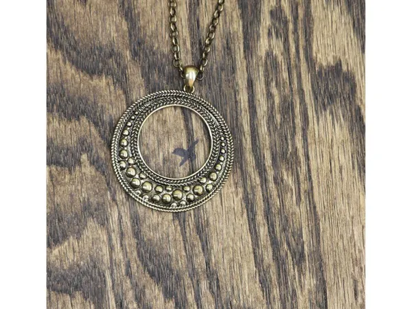 NWT New York & Company Pendant Stud Earring Necklace Set Gold Yellow 18" + 3" - Image 3