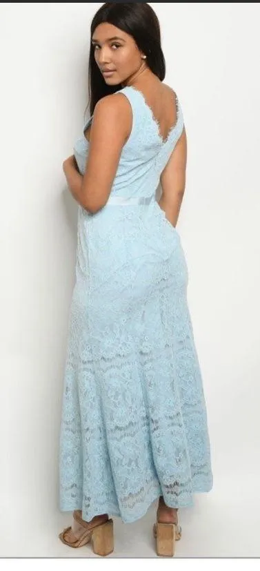 Stunning Lace Maxi Dress! Blue Size XS - Image 5