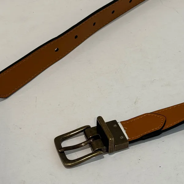 Reversible Belt Womens S 28 Black Brown Rotating Antique Brass‎ Buckle Office - Image 2