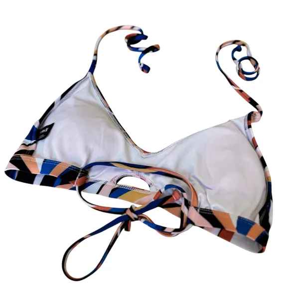 Hurley Zebra Print Bikini Top Multicolor Halter Swim Top Beach Resort Large EUC - Image 9