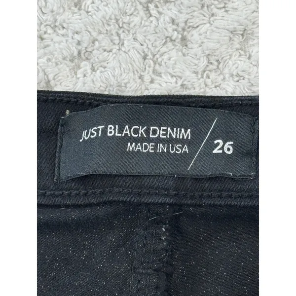 JUST‎ BLACK DENIM Womens Size 26 Black Frayed Flare Jeans Made in USA - Image 5