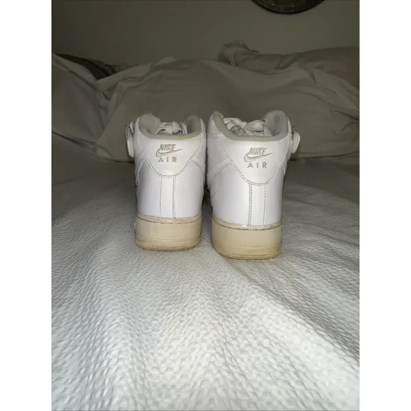 Nike Air Force 1 mid- White Leather Sz 11.5 - Image 4