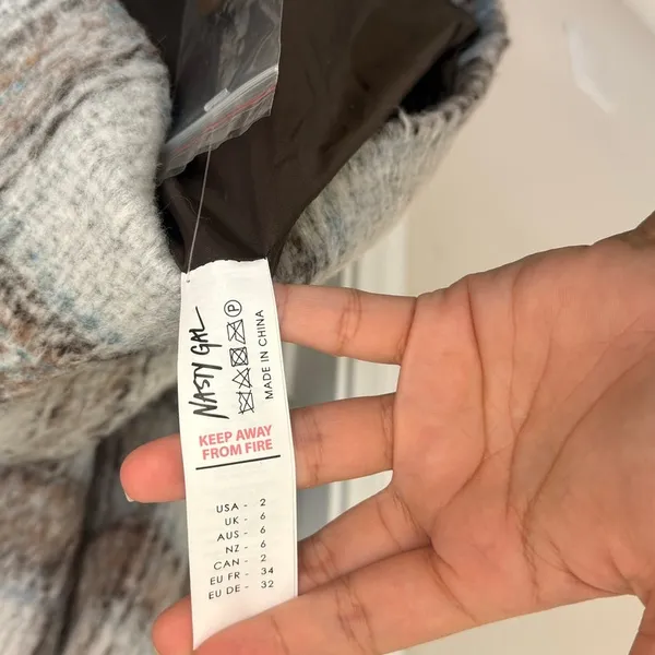 Nasty‎ Gal Collection Brushed Wool Look Plaid Checked Overcoat Trench US 2 NYC - Image 7