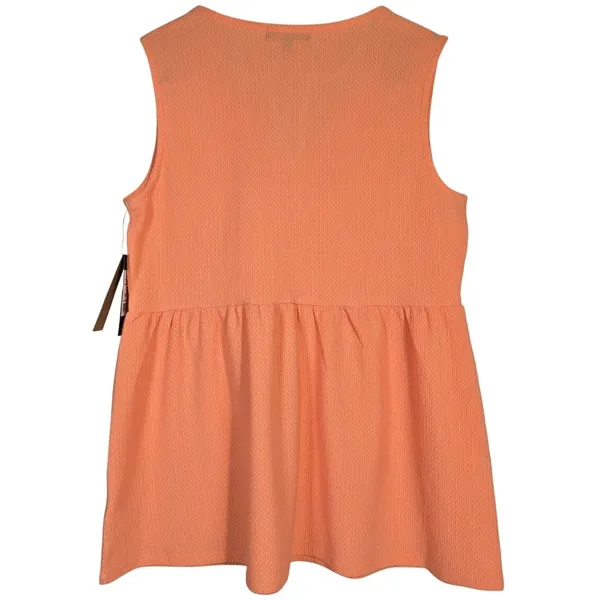 FRYE Cadmium Orange Textured Peplum‎ Tassel Tie Neck Tank Top Shirt Women's M - Image 4