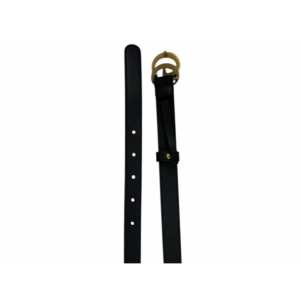 Gucci GG Logo Buckle Marmont Thin Belt Black Smooth Leather Size 80cm/32" - Image 7