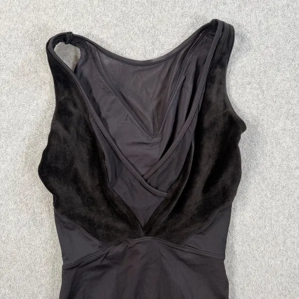 Mirella Black Velvet Mesh Leotard Size Small Tank Dancewear High Neck Scoop Back - Image 8