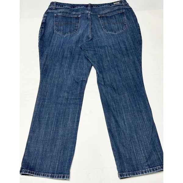 Lee Jeans Womens 20W Medium Relaxed Fit Straight Leg Mid Rise Dark Wash Denim - Image 16