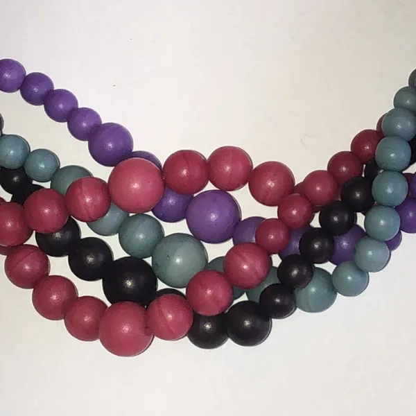 Multicolor Vintage Multi Strand Beaded Boho Necklace Purple - Image 4