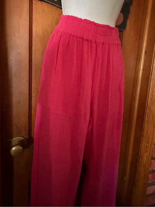 Elan Women's Elastic-Waist Pink Wide-Leg Pants - Image 2