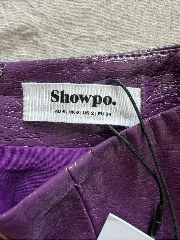 Showpo. Shimmery Purple Faux Leather‎ Mini Skirt - Image 2