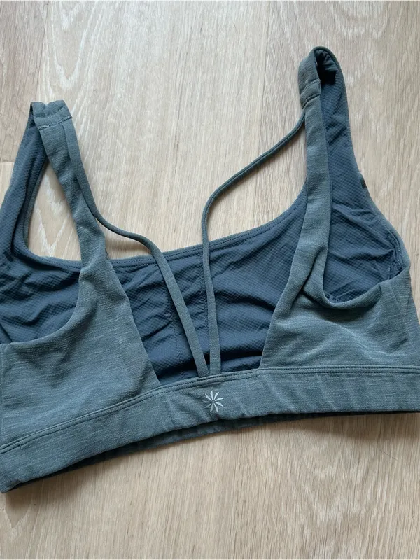 Athleta Heather Grey/Green Sports Bra - Image 3