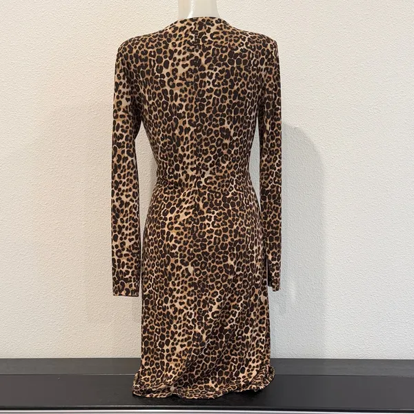 Charter Club Brown Leopard Print Long Sleeve Dress - Image 2