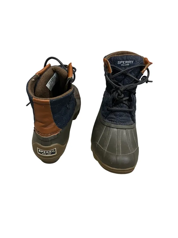 Sperry Navy and Brown Quilted Waterproof Duck Boots - Image 7