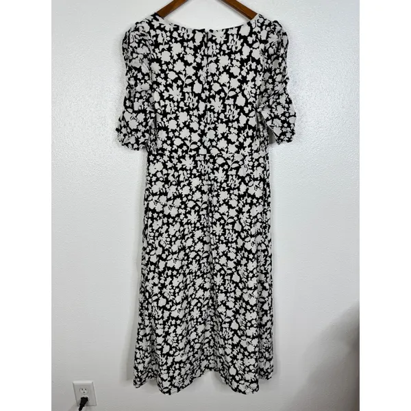 The Nines by Hatch Womens Maternity Floral Midi Dress Black White Square Neck S - Image 3