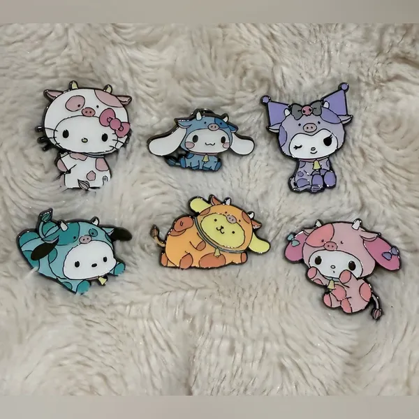 FULL SET Hello Kitty And Friends Cow Costume Blind Box Enamel Pin - Image 2