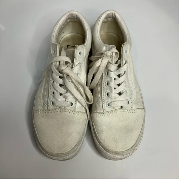 Vans old skool lace up sneakers all white size‎ 6 - Image 2