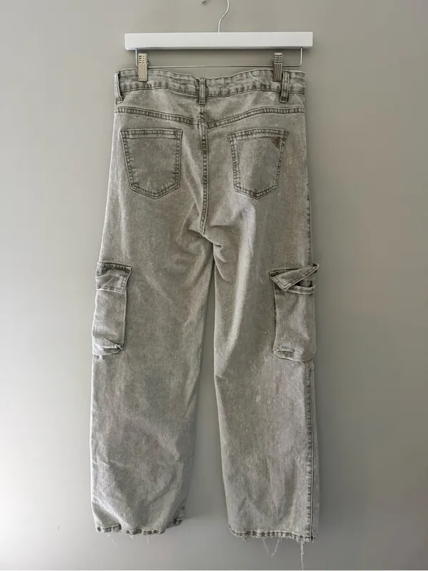VIP Jeans Gray Acid Wash Multi Pocket Cargo Jeans Women 9/29 Y2K - Image 6