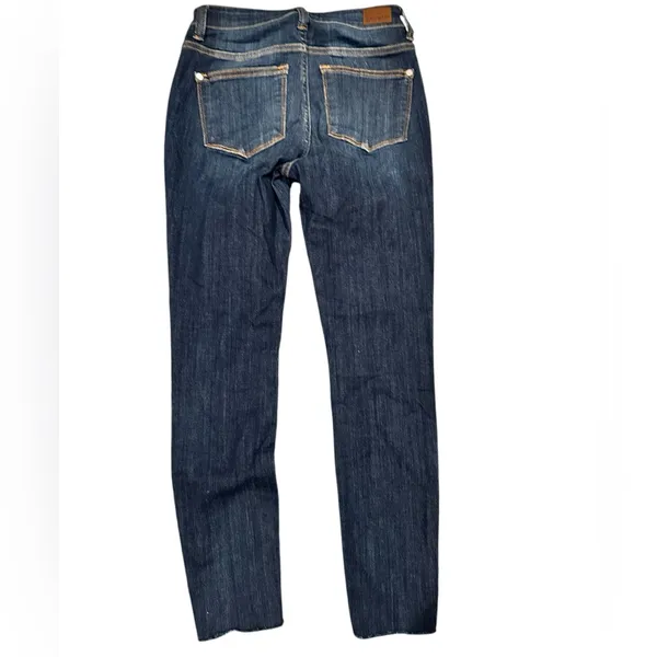 Judy Blue Skinny Fit Stretch Dark Denim Raw Hem Jeans Pants 25 - Image 4