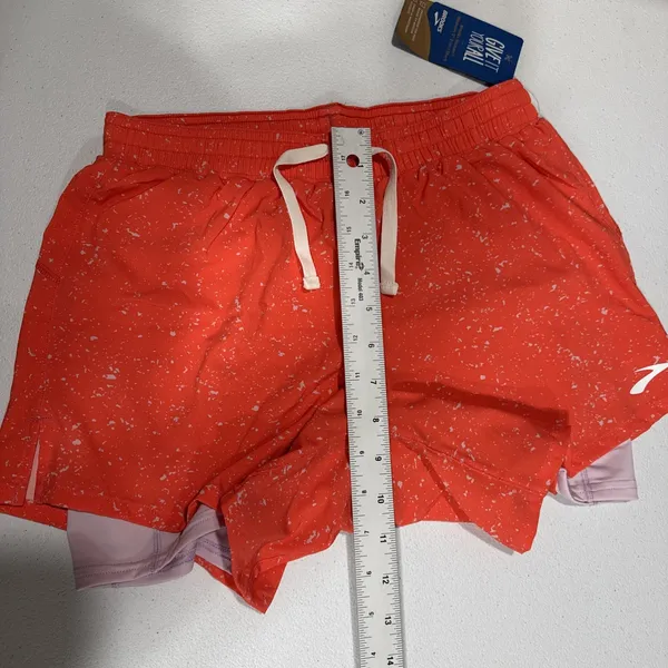 Brooks Women's Moment 5" Running Shorts 2 in 1 Athletic Orange Speckled Size XS - Image 11
