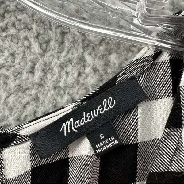 Madewell Button Back‎ Buffalo Check Tie Tee Short Sleeve Gingham Women's Small - Image 3